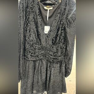 Jen Rossi Elegant Black Lace with Velvet Dress